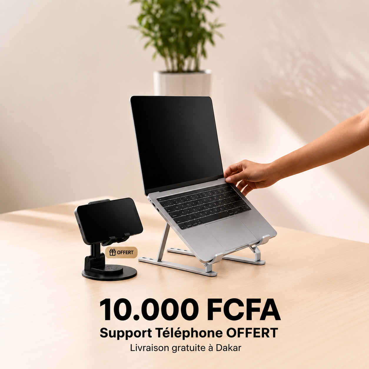 Support pour Ordinateur Portable + Support téléphone - Anti-douleur Dos & Nuque