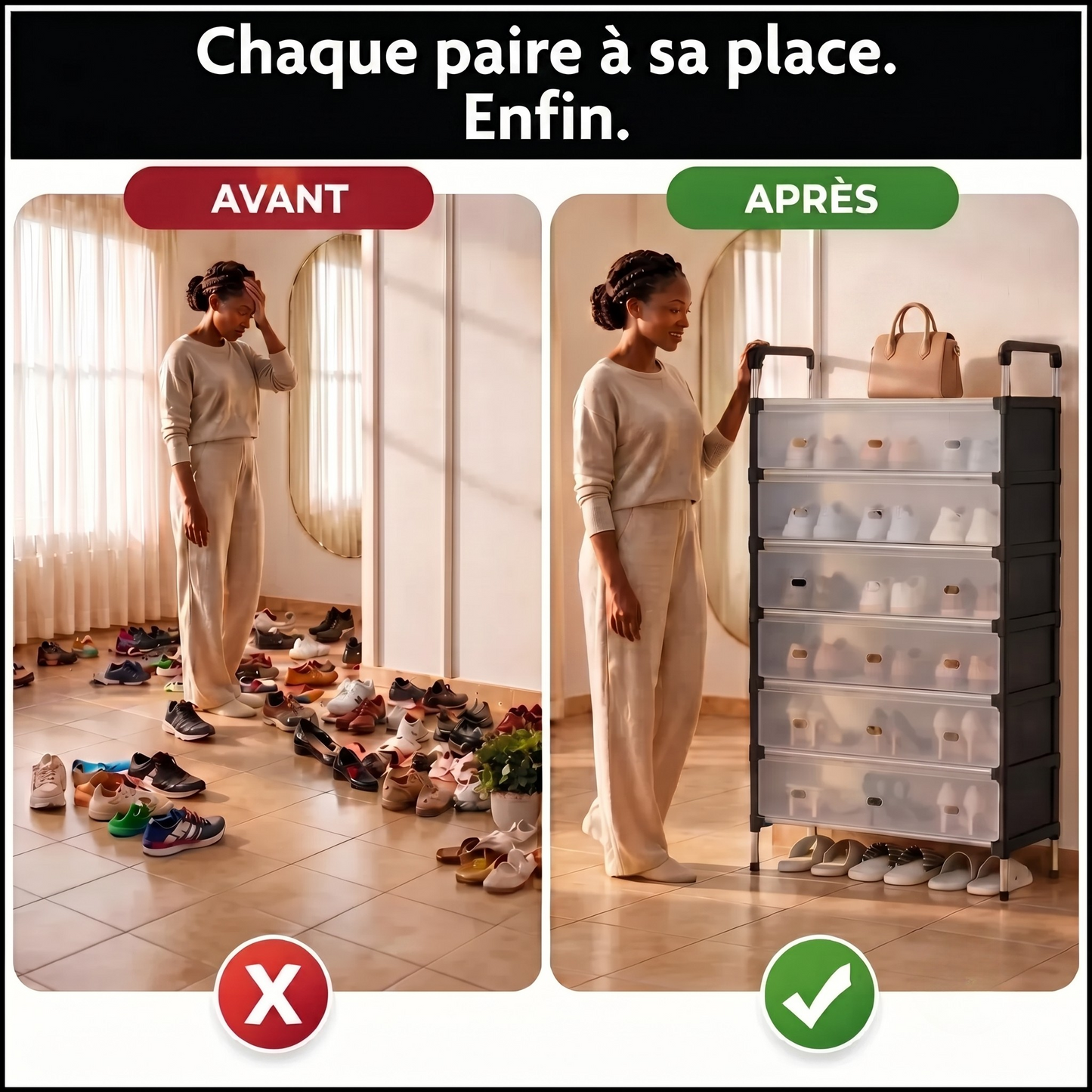 Étagère à Chaussures Anti-Désordre