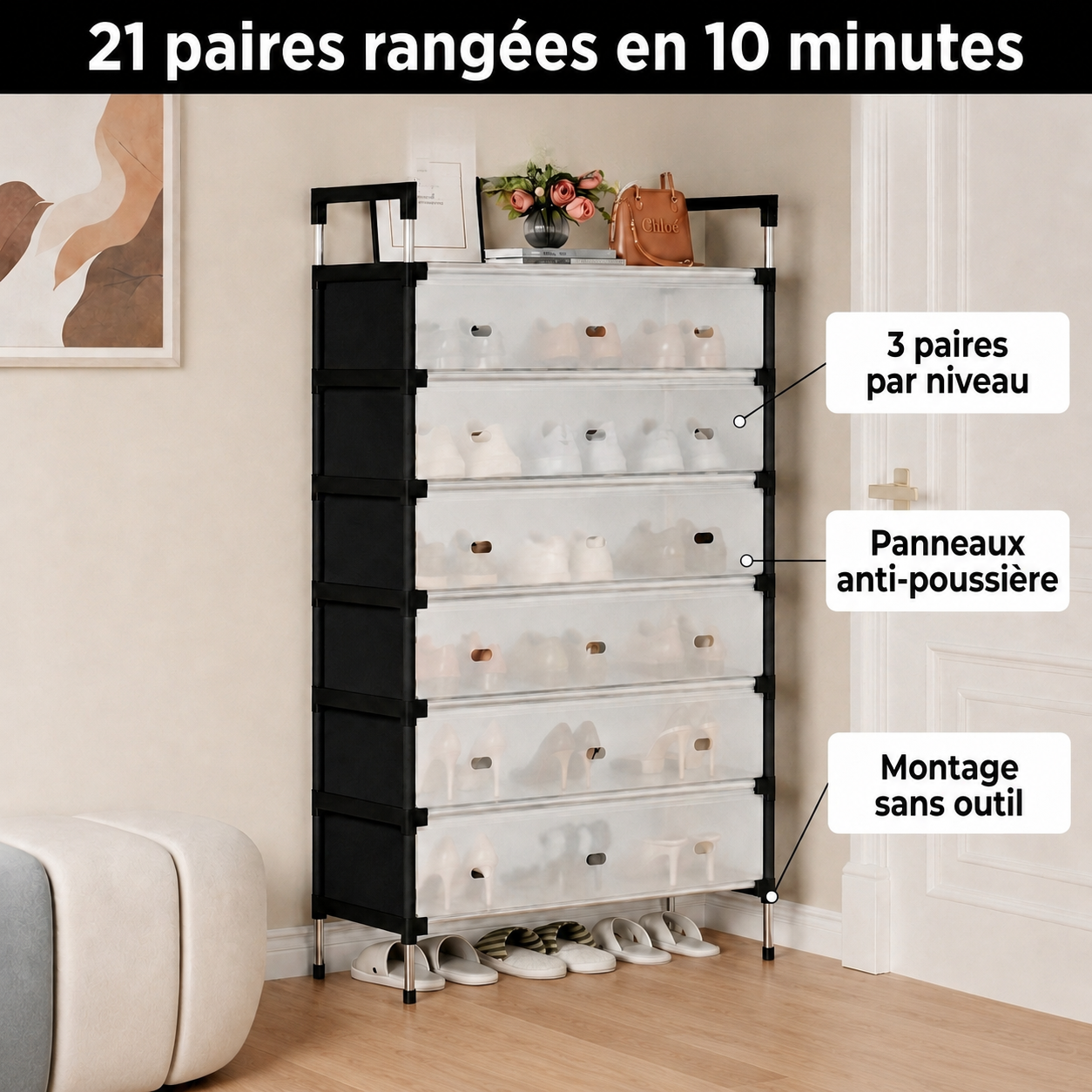 Étagère à Chaussures Anti-Désordre