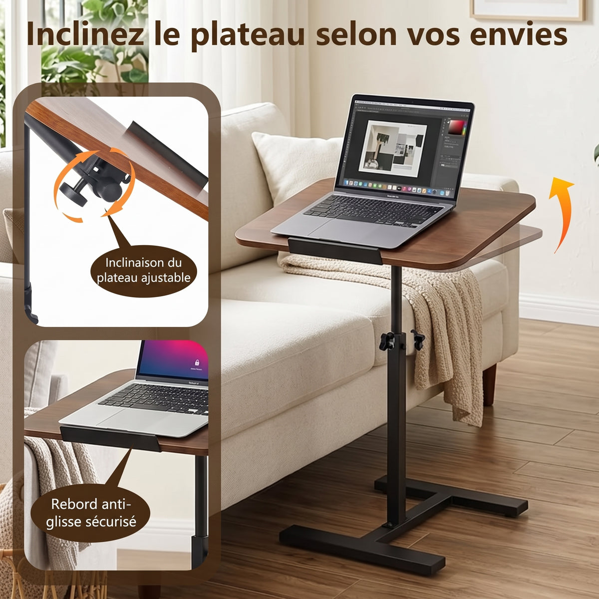 Table d'Appoint Pivotante & Ajustable Premium