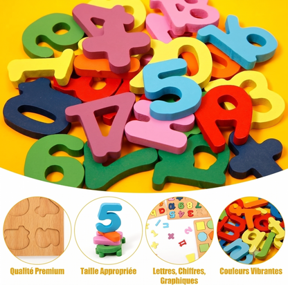 Pack Puzzles Éducatifs en Bois (Alphabet + Chiffres)