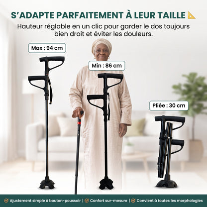 Canne pliante fiable avec lumières intégrées