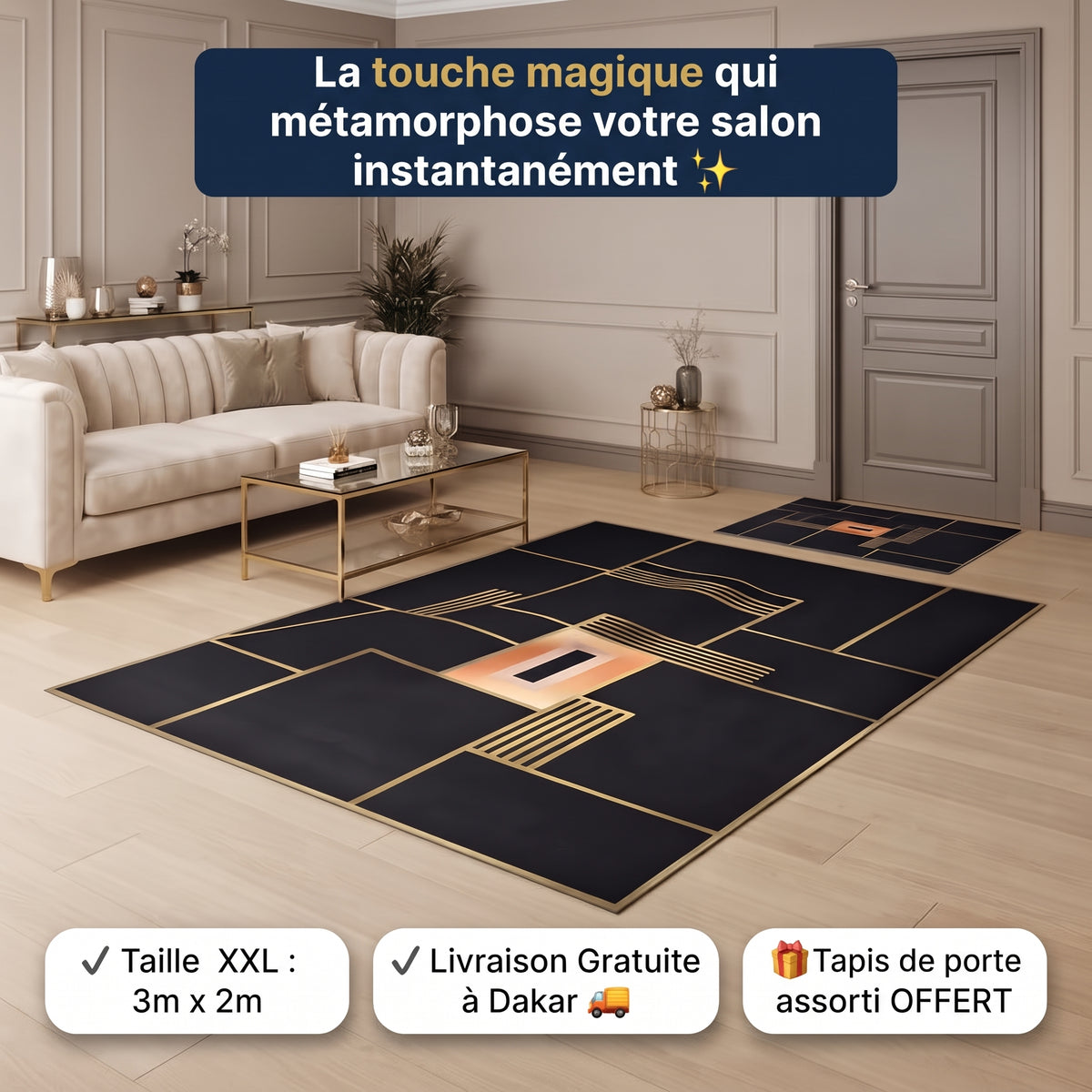 Tapis de salon géométrique 3D