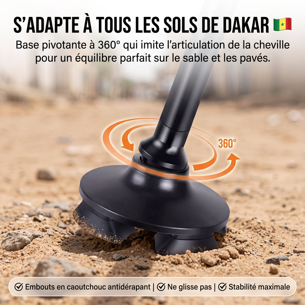 Canne pliante fiable avec lumières intégrées