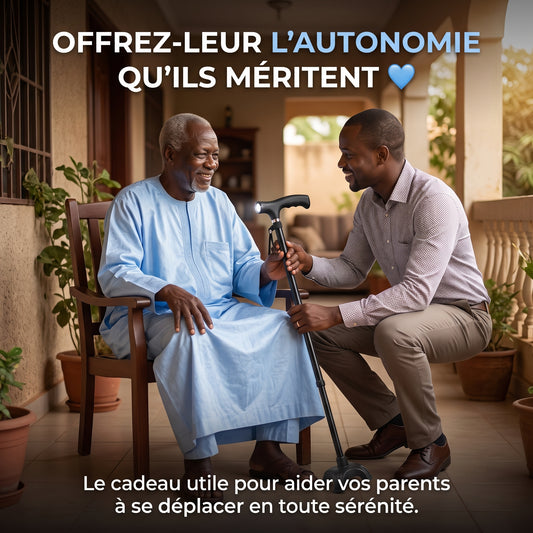 Canne pliante fiable avec lumières intégrées